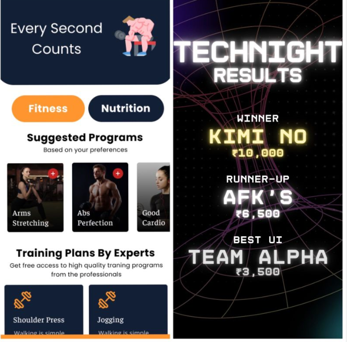 Every Second Counts app design and Technight results — Best UI, Team Alpha