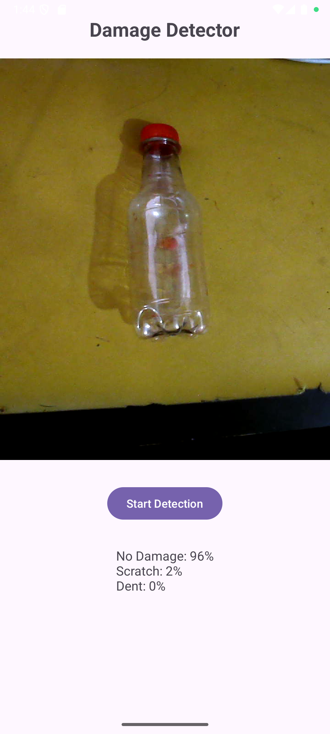 Damage Detector — no damage detected at 96%