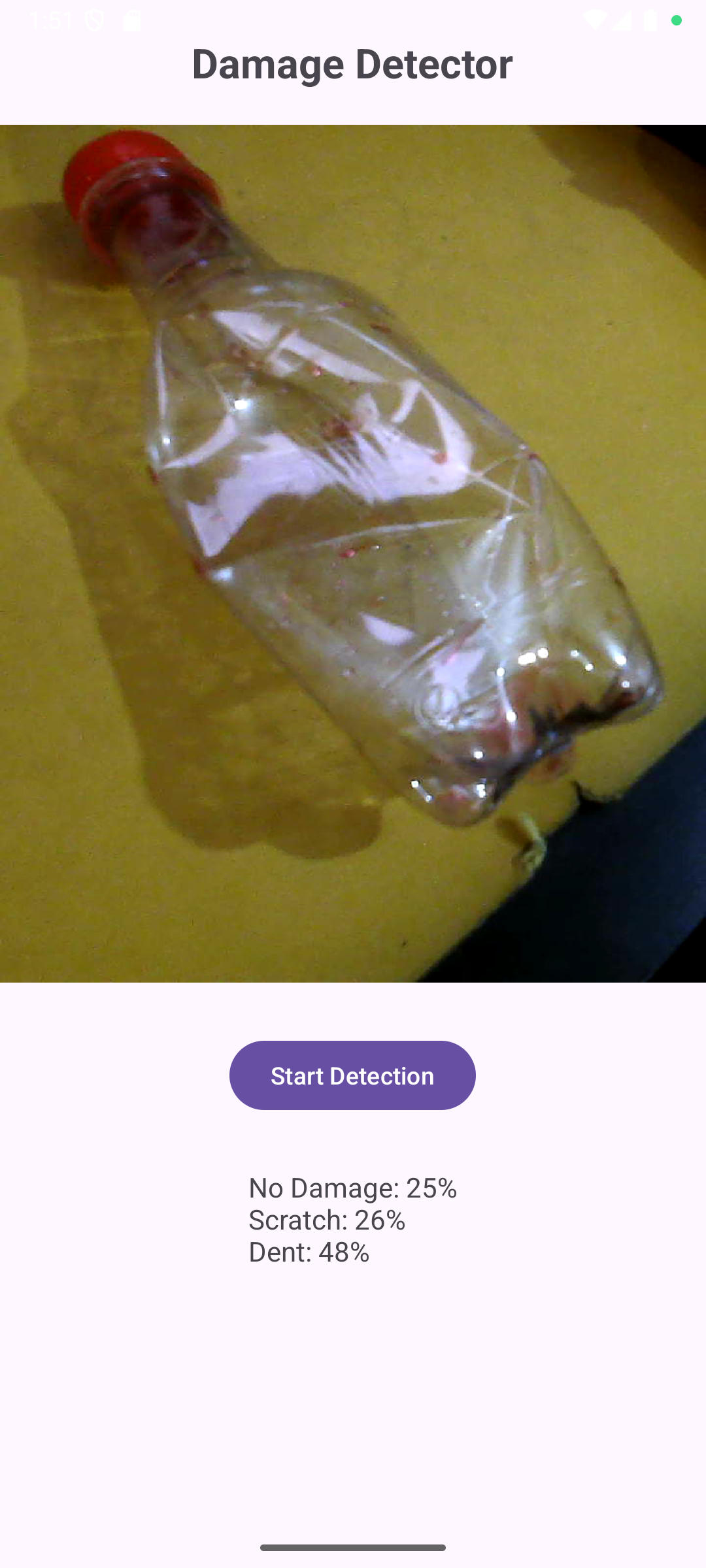Damage Detector — dent detected at 48%